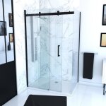 Paroi porte de douche type industriel coulissante noir mat - 120x200cm - verre trempe 8mm Paroi porte de douche type industriel coulissante noir mat - 120x200cm - verre trempe 8mm