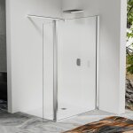 Paroi de douche � l?italienne 100x200 cm avec retour pivotant 30x200 cm ? verre tremp� ? barre 90 cm ...