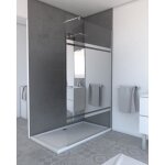 Paroi de douche avec bande miroir 120x200cm - verre 8mm - profil� chrome - freedom 2 mirror