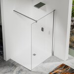 Paroi de douche � l?italienne 40x200 cm - verre tremp� 8 mm - profil� et barre de stabilisation 90 cm ...