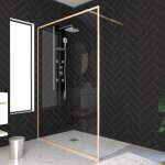 Paroi de douche 120x200 cm - cadre et bras aluminium or dor� bross� - goldy contouring