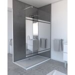 Paroi de douche avec bande miroir 140x200cm - verre 8mm - profil� chrome - freedom 2 mirror