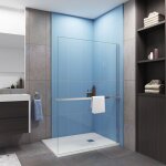 Paroi de douche � litalienne chrome 120x200cm - 8mm verre anticalcaire + + �tag�re de douche 120cm en ...