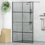 Paroi de douche � litalienne vidaxl 115 x 195 cm verre tremp� noir mat ? panneau fixe + barre stabilisation ...