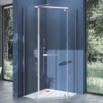 Paroi de douche pentagonale 90x90 sogood ravenna8 cabine de douche transparent en verre de scurit 8mm ...