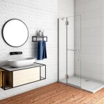 Paroi de douche pivotante - 8 mm verre anticalcaire - 120 x190 cm avec porte - serviette int�gr� - alu ...