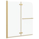 Paroi de douche pliable - vidaxl - 120x140 cm - or - verre tremp� - aluminium - largeur r�glable - rotatif ...