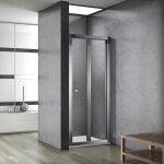 Paroi de douche pliante 90x185cm - verre tremp� 4mm - profil� en aluminium chrom� - angle droit