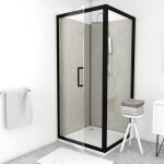 Paroi de douche � porte pivotante esprit indus - noir - 90 x 200 cm