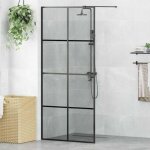 Vidaxl mur de douche walk - in 90 x 195 cm noir - verre tremp� paroi fixe
