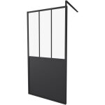 Paroi fixe 100x200 style industriel noir - verre transparent - avec cadre - réversible - réglable Paroi fixe 100x200 style industriel noir - verre transparent - avec cadre - réversible - réglable