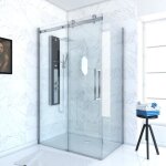 Paroi porte de douche coulissante + retour 140x80cm - railroad chromed 140 front - 80