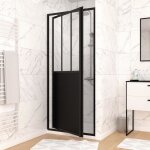 Porte de douche pivotante 80x200cm type atelier - profil�s noir mat verre 5mm - workshop glossy