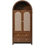 Parrot uncle console vintage en rotin style arceau avec 2 tiroirs meuble de rangement pour salon ou chambre ...