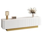 Parrot uncle meuble tv bas moderne avec rangement design arrondi et gestion c�bles