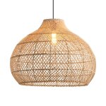 Parrot uncle suspension rotin naturel tiss� main �60?cm lanterne boule boh�me chic lampe suspendue e27 ...