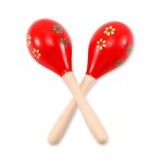 Partilandia maracas en bois rouge avec fleurs 20 cm (tu)