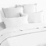 Tendance perso - parure de couette 100% pur lin couleur blanc - housse de couette 260x240 cm et 2 taies ...
