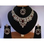 Parure bijoux argent� rouge mariage bollywood fete indien