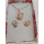 Parure bijoux - femme - coeur - affectueux - cristal - blanc - plaqu or jaune 750 / 1000 - 3 microns ...
