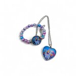 Parure bijoux collier + bracelet k - pop bleu cadeaux noel anniversaire decoration