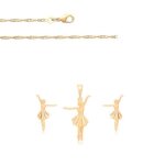 Parure bijoux - enfant - danseuse - ballet - plaqu or jaune 750 / 1000 - 3 microns - chane torsade ...