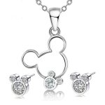 Parure bijoux - enfant - mickey - cristal - blanc - argent fin rhodi� - 4 pi�ces