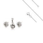 Parure bijoux - n?ud damour ? argent 925 / 1000 - fin et rhodi� - femme / fille - 4 pi�ces