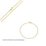 Parure bijoux - femme - maille singapour - chane - 45 cm - bracelet - 19 cm - plaqu or jaune 750 / ...