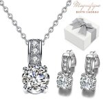 Parure bijoux femme chic baigne dans lor blanc. coffret cadeau fourni. cadeaux pour nol nouvel an anniversai ...