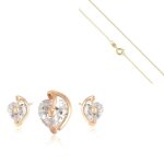 Parure bijoux - femme - coeur - collier - 50 cm - boucles doreilles - plaqu or jaune 750 / 1000 - 3 ...