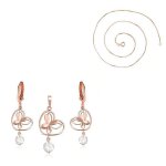 Parure bijoux - femme - coeur - papillon - cristal - blanc - plaqu or rose 750 / 1000 - 3 microns - ...