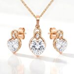 Parure bijoux - femme - coeur - zircons - blanc - plaqu� or jaune 750 / 1000 - 3 microns - 4 pi�ces