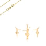 Parure bijoux - femme / enfant - danseuse - ballet - plaqu or jaune 750 / 1000 - 3 microns - 4 pices ...