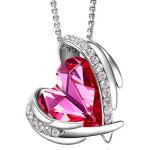 Parures de bijoux luxe collier femme fille - argent s925 - pendentif cristal c?ur diamant collier 40cm ...
