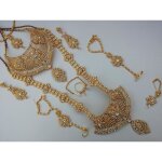 Parure bijoux mari� 8 pi�ces dore collier dore rouge mariage fiancailles collier