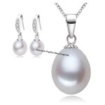 Parure bijoux - femme - perle - eau douce - couleur - blanc - argent 925 / 1000 - 4 pices