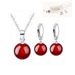 Parure bijoux perle de swaroski elements rouge argent 925 - swaroski - rouge - femme - argent