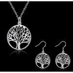 Parure boucles doreille et collier arbre de vie argent bijou fantaisie