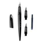 Parure calligraphie : stylo plume ergonomique corps noir - 3 plumes differentes. Parure calligraphie : stylo plume ergonomique corps noir - 3 plumes differentes.