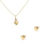 Parure collier + boucles doreilles c?ur en or jaune 9 carats