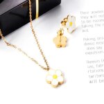 Parure collier et boucles doreilles marguerite en acier inoxydable or ? formes rigolotes fleurs ? cadeau ...