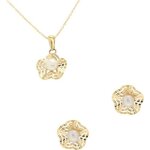 Parure collier + boucles doreilles perle en or jaune 9 carats