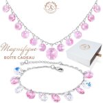 Parure collier et bracelet femme baigns dans lor blanc orns de cristaux autrichiens. 2splendid. bote ...