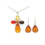 Parure collier pendentif et boucles doreilles pendantes crochet ensemble en forme de croix et goutte ...