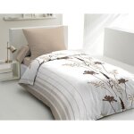 Parure de couette 3 pièces - narjiss - microfibre - toucher peau de pêche - chocolat - beige Parure de couette 3 pièces - narjiss - microfibre - toucher peau de pêche - chocolat - beige