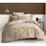 Parure de couette 3 pi�ces r�versible 260 x 240 cm king size luna beige coton pur