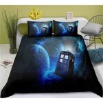 Parure de couette 3d doctor who - noir - housse de couette 140x200cm - motif fantaisie - entretien facile ...