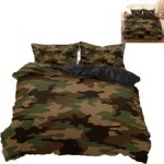Parure de couette 3d parures de lit sports militaire camouflage sports vert nuages220x240cm avec taie ...