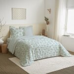 Parure de couette 4 pi�ces r�versible 260 x 240 cm agathe celadon pour lit 160 x 200 cm coton pur